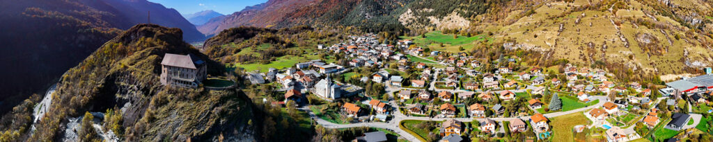 Vue aérienne panoramique de Villette