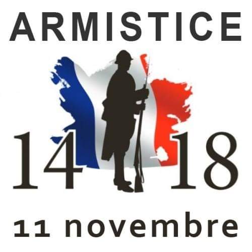 Silhouette d'un soldat devant le drapeau français pour célébrer l'armistice du 11 novembre 14/18
