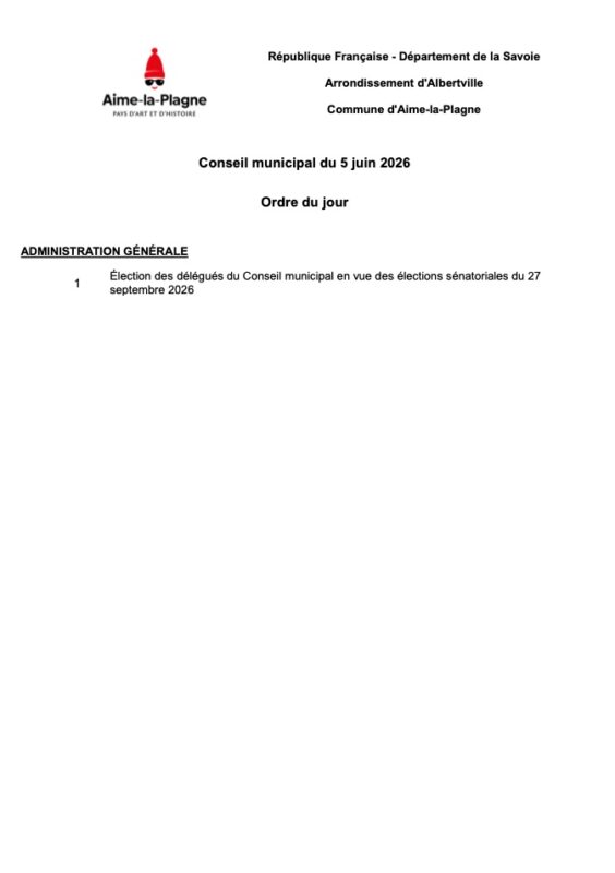 ordre du jour du conseil municipal du 5 juin 2026