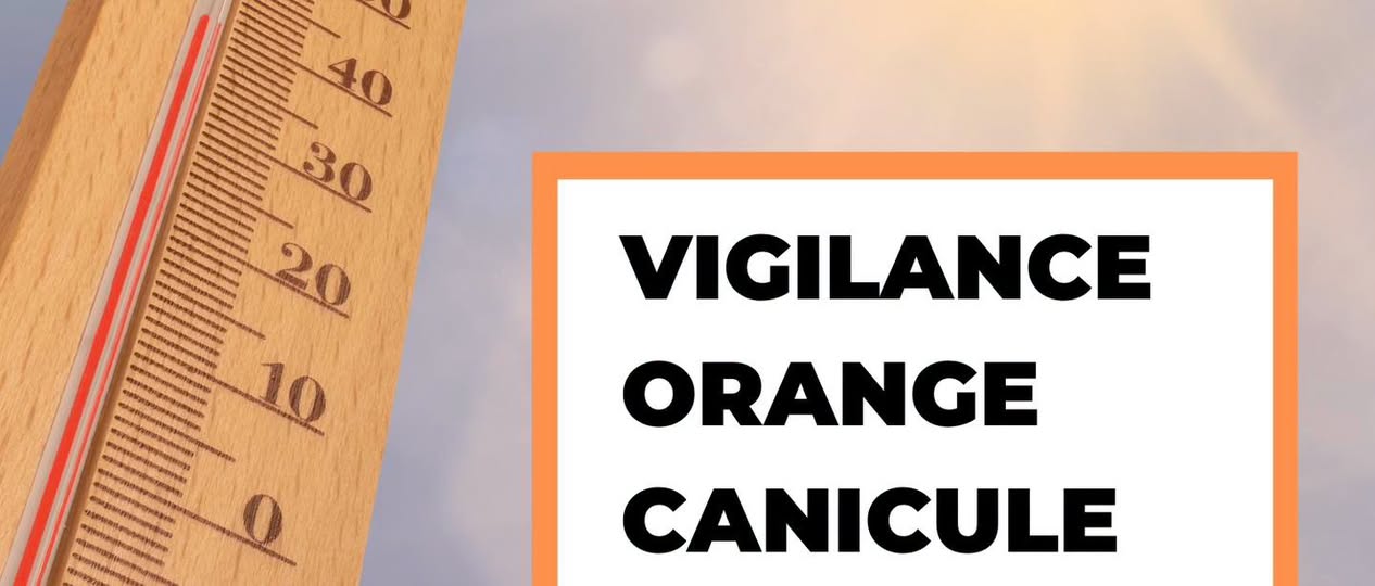image représentant un thermomètre avec la mention vigilance orange canicule