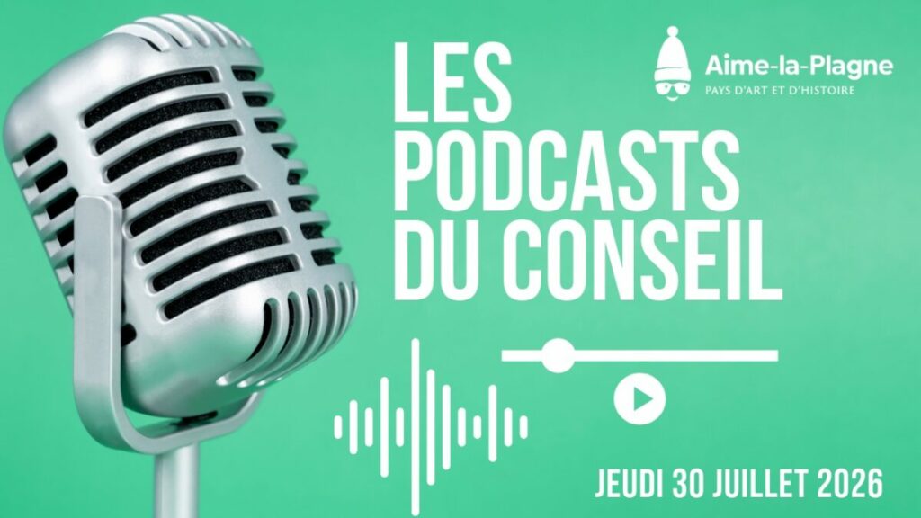 vignette "les podcasts du conseil" visuel avec un micro au premier plan