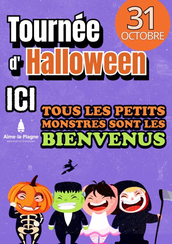 Affiche d'Halloween représentant des petits monstres
